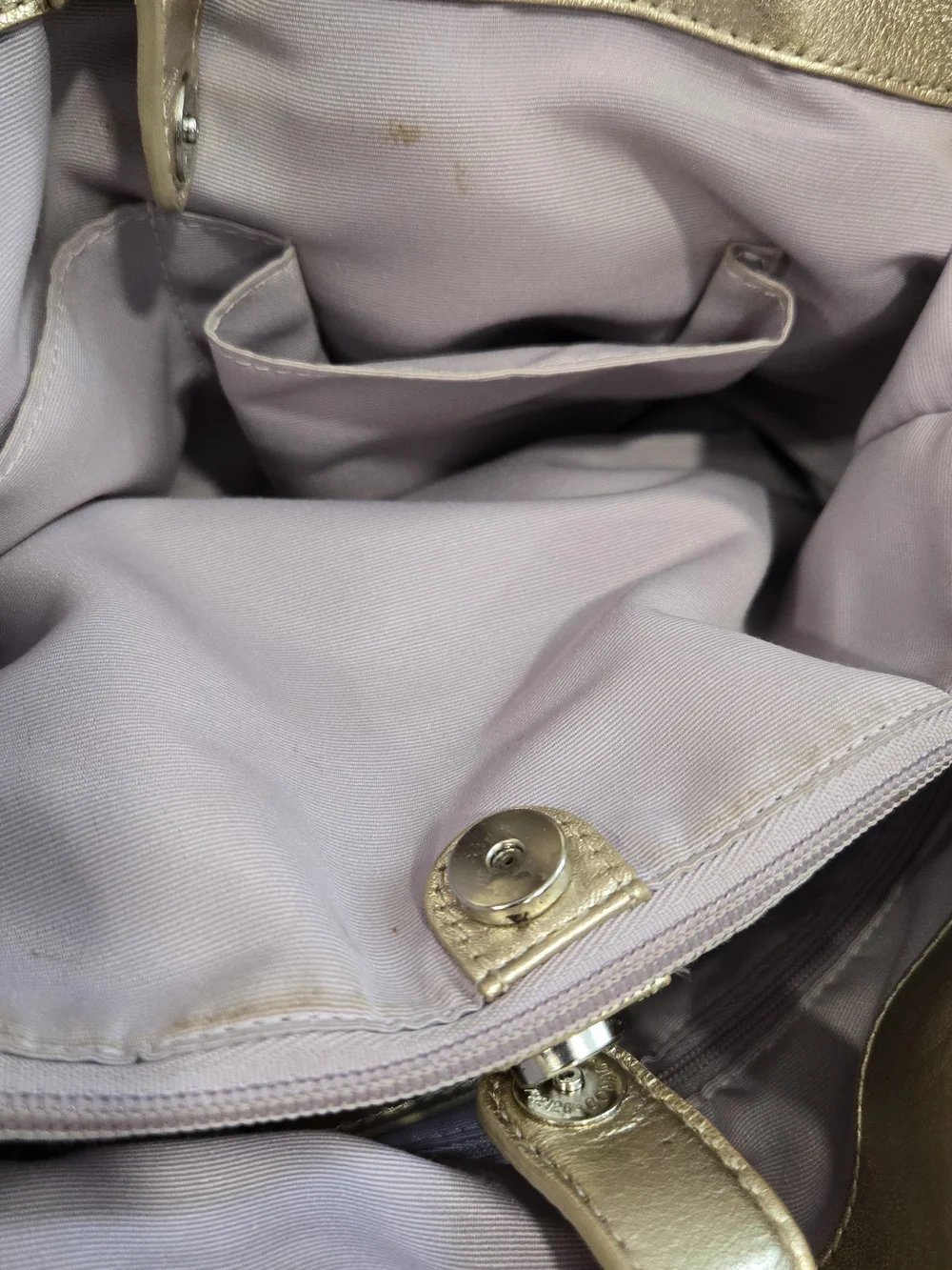 Coach Cream Leather Shoulder Tote with Metallic Gold Handles
